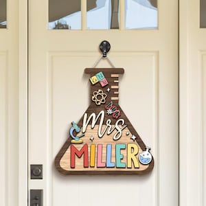 Custom 3D Science Teacher Name Sign, Science Classroom Decor, Custom Teacher Door Sign, Teacher Door Hanger, Back To School, Teacher Gift