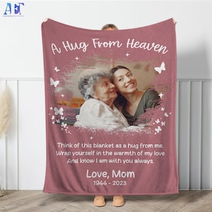 Personalized Memorial Blanket, Custom Photo Remembrance Blanket, A Hug From Heaven Gift, Christmas gift, In Loving Memory Blanket, Mom Gifts