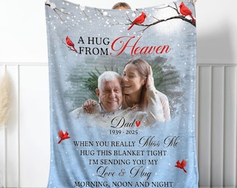 Personalized Blanket, Custom Memorial Photo Gifts for Family Members, Sympathy Gift for Loss Dad Grandpa Loss Mom Grandma, Bereavement Gifts