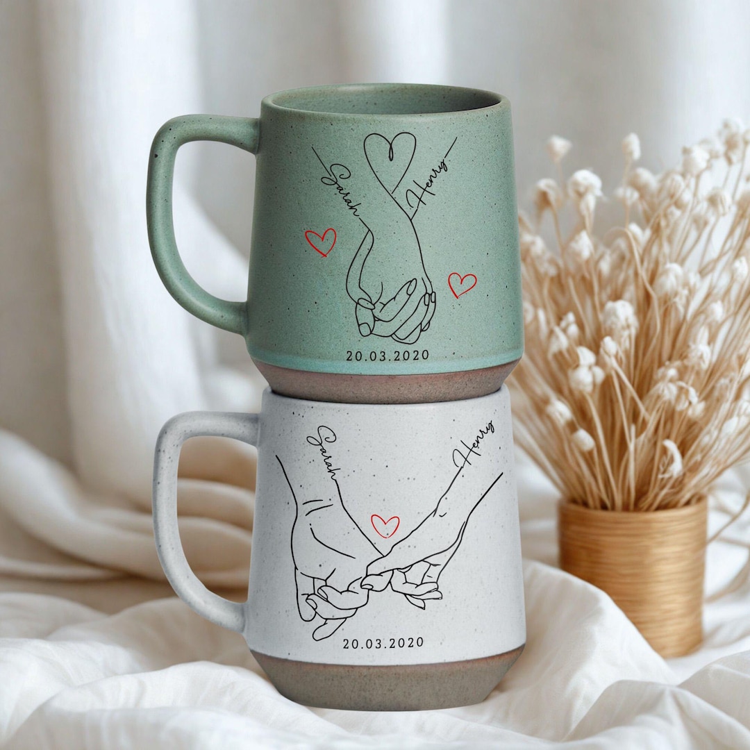 Partner Gift Custom Couple Hand Holding Pottery Mug,personalized Gift Mug for Couple ...