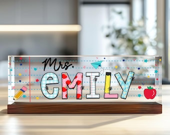Personalized Teacher Desk Name Plate, Teacher Gifts, Custom Teacher Sign, Teacher Appreciation Gift, Name Plate For Desk, Teacher Name Sign