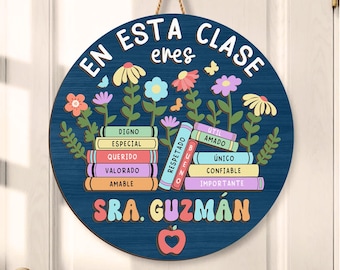 Custom 3D Spanish Teacher Door Hanger, Back to School Gift, Maestra Teacher Sign, Gifts for Teacher, Latina Bilingual Teacher Welcome Signs
