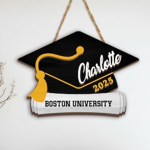 Personalized Graduation Party Sign, Senior 2025 Gift, Class of 2025 Decoration, Graduation Sign, Graduation Wreath, Graduation Door Hanger