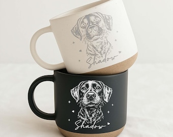 Custom Pet Engraved Pottery Mug With Dog Photo + Name, Personalized Pet Mugs Custom Dog Dad Mug,  Gift Dog Cat Mom Mug,Mother's day Gifts