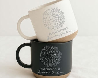 Psychologist Floral Brain pottery mug, Psychology Graduation Gift, Doctor Gift, Medical Student Coffee Mug, Coffee Cup for Neurologist