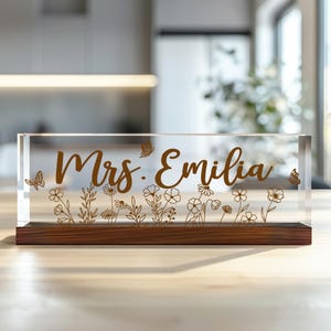 Personalized Acrylic Name Plate for Desk, Custom Office Decor Nameplate Sign, Coworker Gift, Office Decor, Custom Desk Name Plate