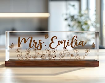 Personalized Acrylic Name Plate for Desk, Custom Office Decor Nameplate Sign, Coworker Gift, Office Decor, Custom Desk Name Plate