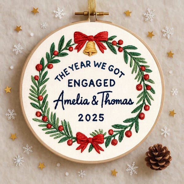 Not Arrive By Dec. 24th, No Fastship - Personalized Embroidery Engagement Ornament, The Year We Got Engaged Ornament