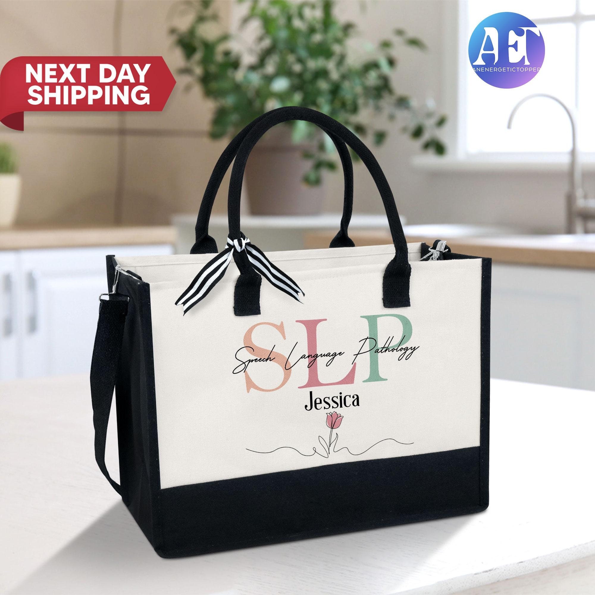 Personalized SLP Tote Bag, Speech Language Pathologist Tote Bag, SLP Gifts, Speech Bag, Speech Therapist, Language Pathology Canvas Tote Bag