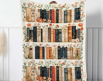 Personalized Vintage Library Blanket: Cottagecore Book Lover Gift