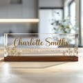 Personalized Desk Name Acrylic Plaque, Custom Office Plate with Name and Position, Floral Name Sign Acrylic Plaque, Gift for Graduation product logo