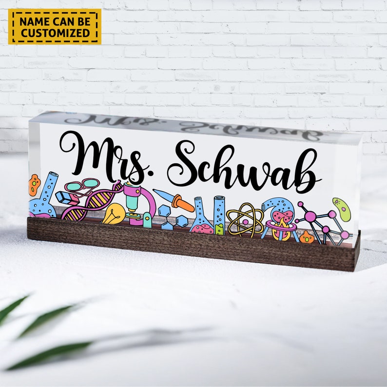 Science Lab Teacher Sign, Personalized Teacher Desk Name Plate ...