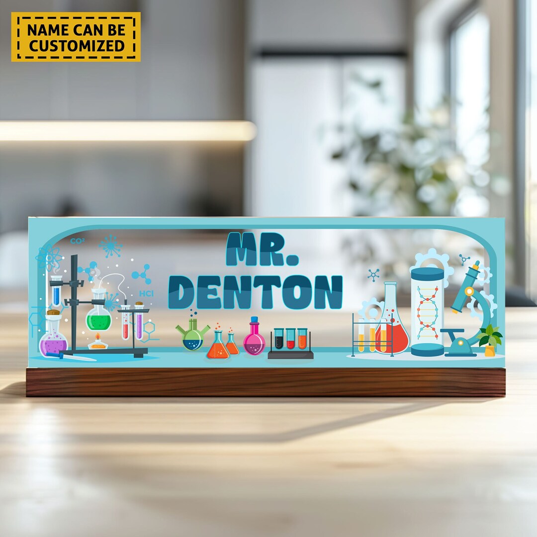 Personalized Science Lab Teacher Desk Name Plate, Science Lab Teacher ...