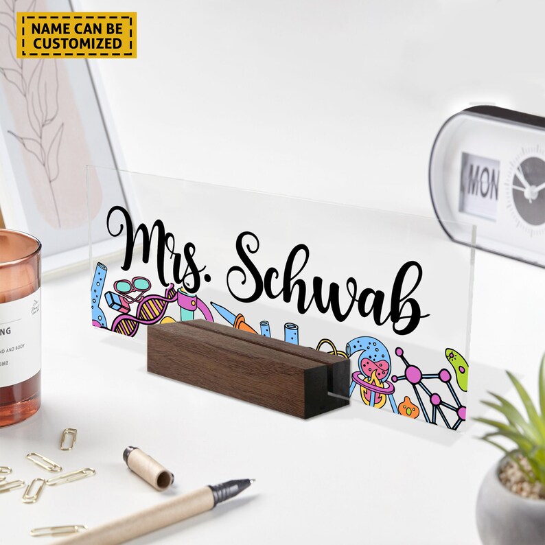 Science Lab Teacher Sign, Personalized Teacher Desk Name Plate ...