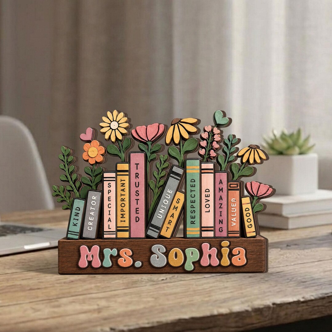 Personalized Teacher Desk Name Wooden Plaque Back to School Gift for ...