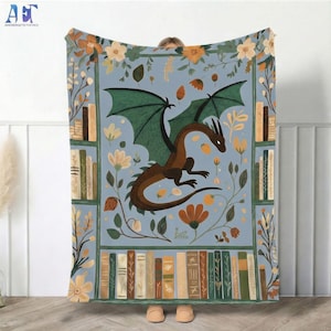 Abraxos Dragon Book Blanket, Book Dragon Blanket, Book Lover Blanket, Gift For Reading Lover, Fantasy Reader, Reader Gift, Fantasy Fan Gift