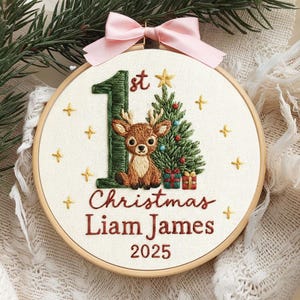 Not Arrive By Dec. 24th, No Fastship -  Personalized Baby’s First Christmas Embroidered Ornament, Custom Newborn Hoop Gift, Baby Xmas Gift
