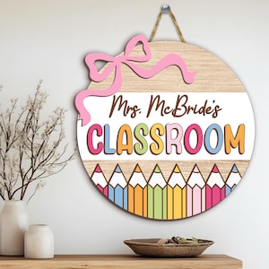 Personalized Teacher Door Sign, Teacher Gifts, Classroom Door Hanger, Welcome Teacher Sign, Teacher Appreciation Gifts, Back To School Gift