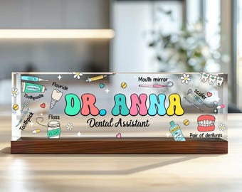 Personalized Dental Desk Name Plate, Gift for Dentist, Dentist Desk Plaque, Dental Hygienist Gift, Dentist Grad Gift, Orthodontist Gift