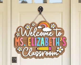 Personalized 3D Teacher Door Sign, Teacher Gifts, Classroom Welcome Sign, Back to School Gift, 3D Teacher Name Sign, Classroom Decoration