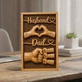 Personalized Dad Wooden Plaque, Custom Kid's Name Wooden Sign, Fist Bump Husband Wood Sign, Father's Day Gift For Husband\/Him