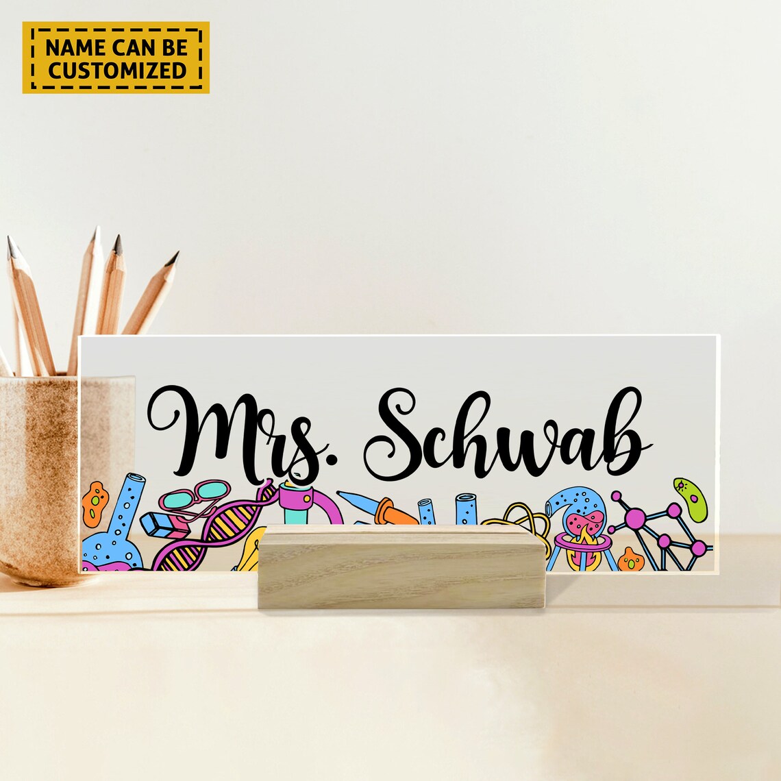 Science Lab Teacher Sign, Personalized Teacher Desk Name Plate ...