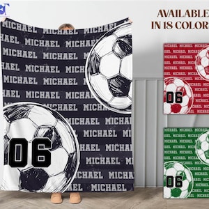 Personalized Soccer Blanket, Custom Football Name Blanket, Gift for Soccer Lovers, Gift for Boys