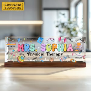 Physical Therapy Desk Name Plate, PT Name Plate, Physical Therapist Room Decor, PT Gifts Name Sign, New PT Gift, Pt Graduation Gifts