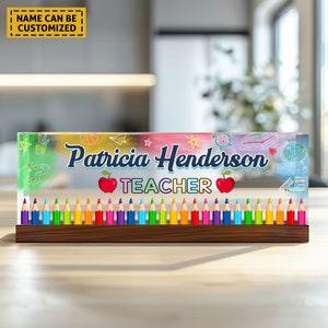 Personalized Teacher Desk Name Plate, Teacher Name Plate, Teacher Appreciation Gift,Teacher Gift,Acrylic Name Plate for Teacher,Office Decor
