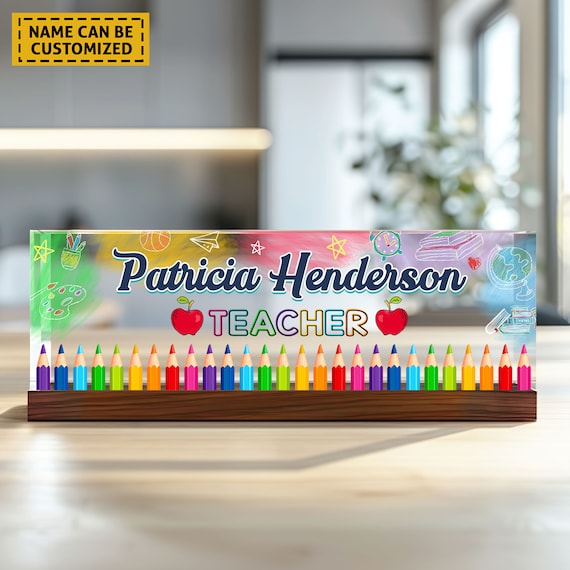 Personalized Teacher Desk Name Plate, Teacher Name Plate, Teacher Appreciation Gift,Teacher Gift,Acrylic Name Plate for Teacher,Office Decor