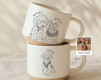 Custom Pet Portrait Engraved Mug, Personalized Drawing from Dog & Cat Photo Cup, Pet Face Picture Gift for PetOwner