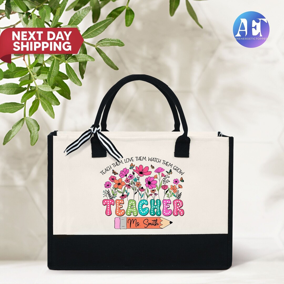 Personalized Teacher Tote Bag, Custom Teacher Tote Bag, Back to School ...