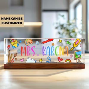 Personalized Art Teacher Acrylic Block, Teacher Appreciation, Art Teacher Name Desk Plate, Artist Gift, Art Lover Gift, Gift For Art Teacher