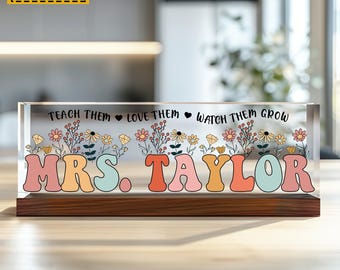 Personalized Teacher Gifts, Custom Teacher Desk Name Plate, Name Plate For Desk, Teacher Appreciation, Back to School Gift,Teacher Name Sign