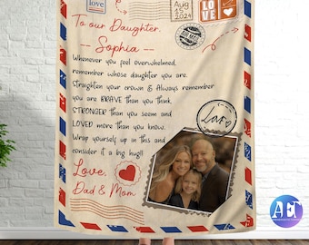 Personalized To My Daughter Blanket, Custom Blanket with Photo, Letter Blanket, Family Blanket, Gift Blanket, Mother's Day Gift