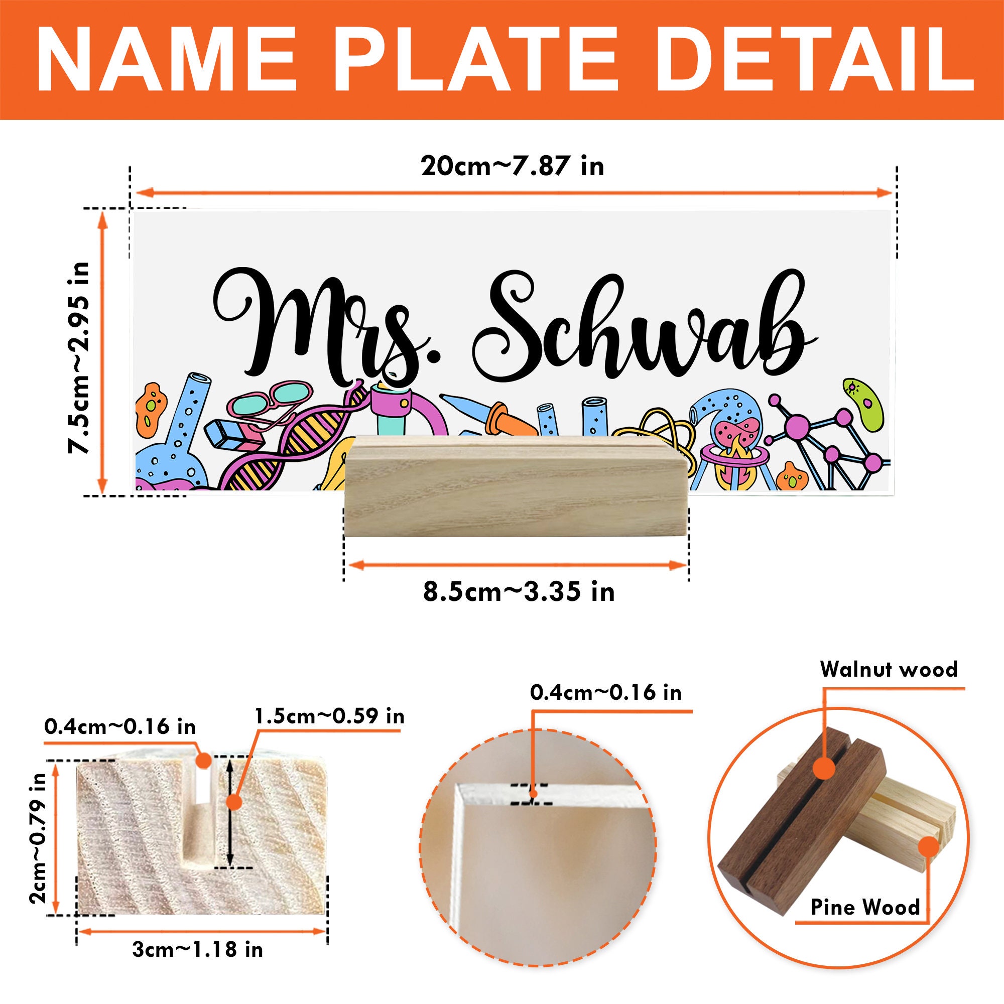 Science Lab Teacher Sign, Personalized Teacher Desk Name Plate ...
