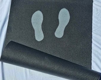 Foot Placement Yoga Mat 68" x 24" Black PVC Foam Grip Texturized Sanitary Custom