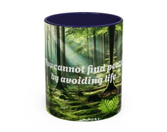 Citation personnalisable Trouvez la paix dans la nature Mug inspirante Mug décoratif (11, 15 oz)