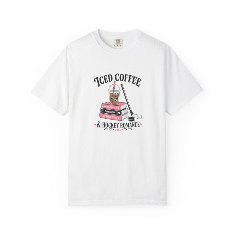 Iced Coffee Hockey Romance Shirt, Booktok Aesthetic Merch, Enemies To Lovers Tee, He Falls First Shirt, Fake Dating, Spicy Reader Gift image 2