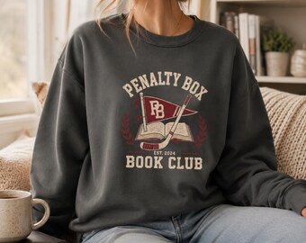 Penalty Box Book Club Sweatshirt, Vintage Hockey Romance Merch, Booktok Collegiate Crewneck, Spicy Reader Gift, Hockey Book Fan Apparel