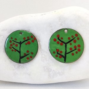 Enameled Copper, plant  enameled jewelry, jewelry making,  copper jewelry, copper earrings, enameled copper jewelry component