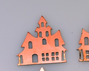 401# halloween castle copper blank, halloween, stamped enamel , solid copper, enamel, stamping blank, personalized, copper blank, raw copper
