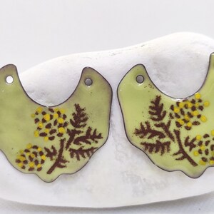 Enameled Copper, Plant Enameled, enameled jewelry, jewelry making,  copper jewelry, copper earrings, enameled copper, jewelry component,
