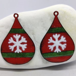 Cuivre émaillé de Noël, bijoux émaillés, fabrication de bijoux, boucles d&#39;oreilles bohèmes, bijoux en cuivre, boucles d&#39;oreilles en cuivre, composant bijou, paire