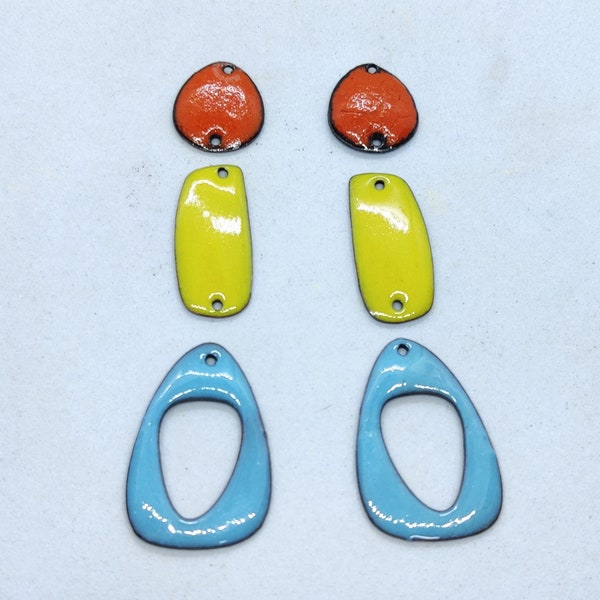 Enameled Copper, enameled jewelry, jewelry making,  copper jewelry, copper earrings,enameled copper, jewelry component