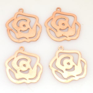 Kupferrohlinge - 385 # neu - Rose Kupferrohling, gestempelte Emaille, massives Kupfer, Stanzrohling, personalisierter Kupferrohling, rohes Kupfer