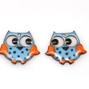 Cuivre émaillé, fabrication de bijoux hibou, bijoux en cuivre, boucles d&#39;oreilles en cuivre, cuivre émaillé, composant de bijoux, paire