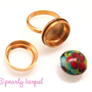 interchangeable ring,DIY Stainless Steel Bead holder, ring bead changeable,jewelry supplies, 317L Stainless Steel, beadable ring,gold plated