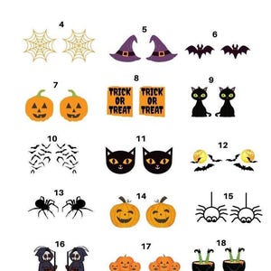 Overglaze Ceramic Halloween Decals, Fusible Enamel Glass Fusing Decal, Waterslide Decal 6005