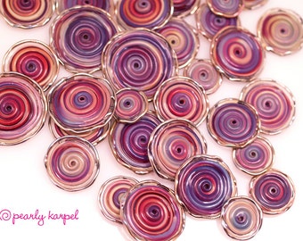 Lampwork Beads, Multicolor disc,  lampwork glass beads, handmade beads, lampwork beads sra, handemade lampwork, glass beads,  MTO